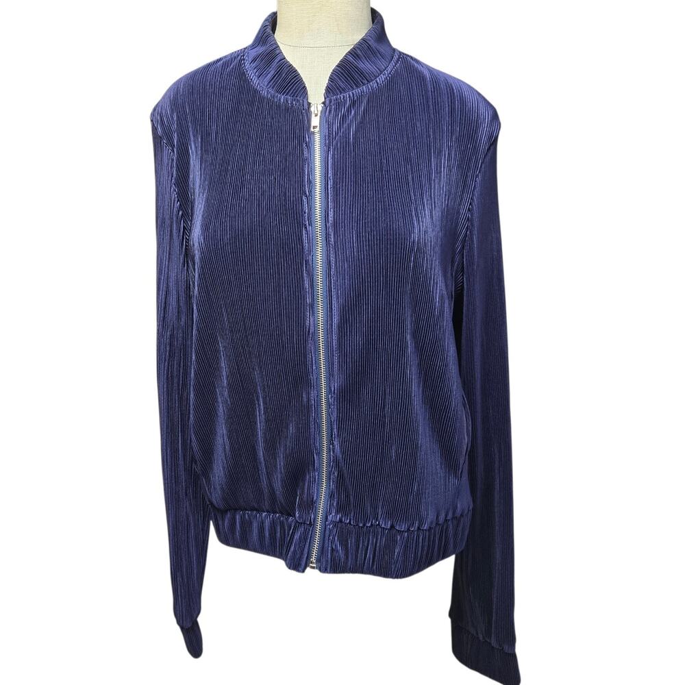 Ci Sono Women's Jacket Multi Pleats Lightweight Large Purple Navy